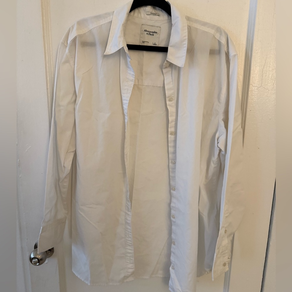 Abercrombie White Oversized Button-Up Shirt
